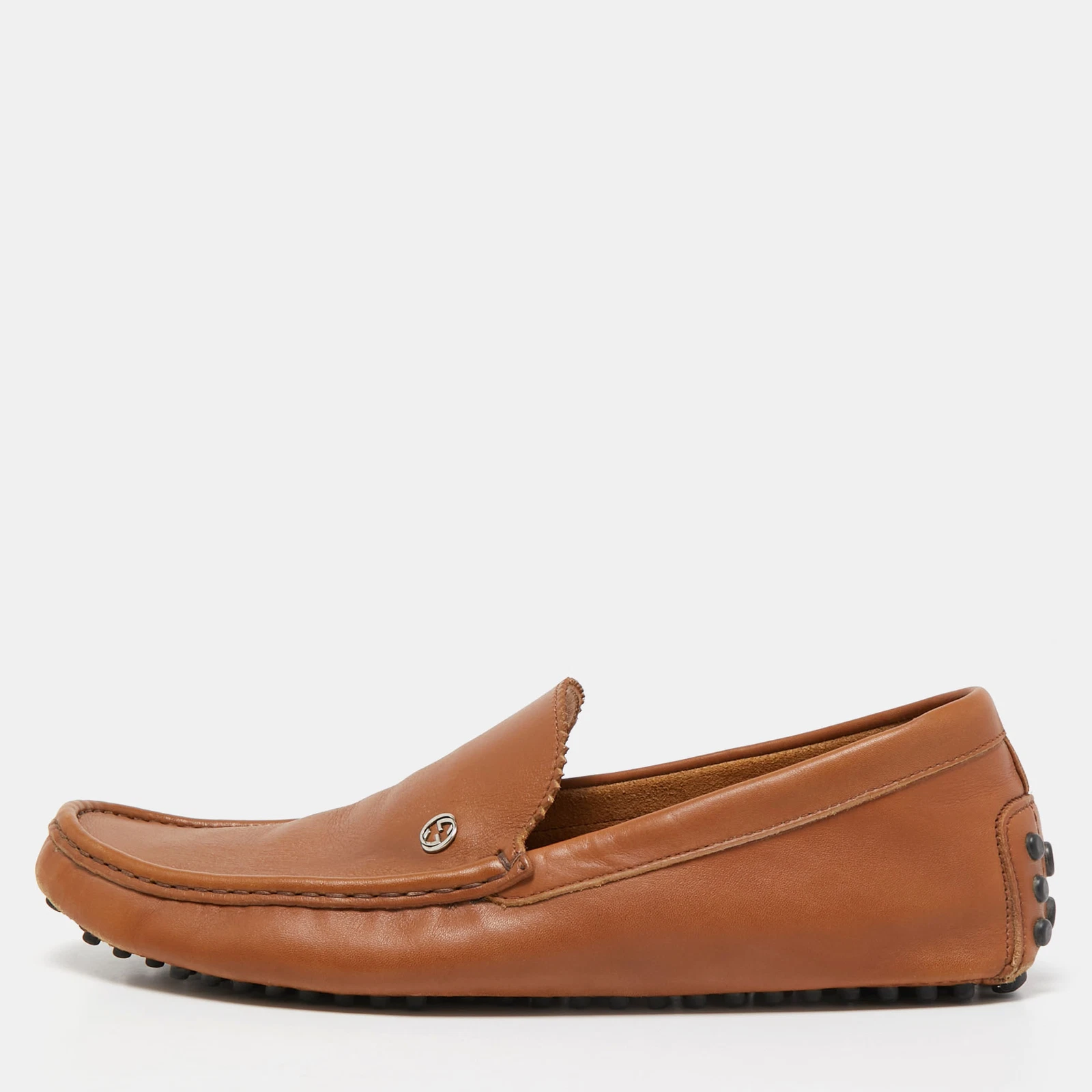 Mocassins à enfiler en cuir marron Gucci taille 43,5
