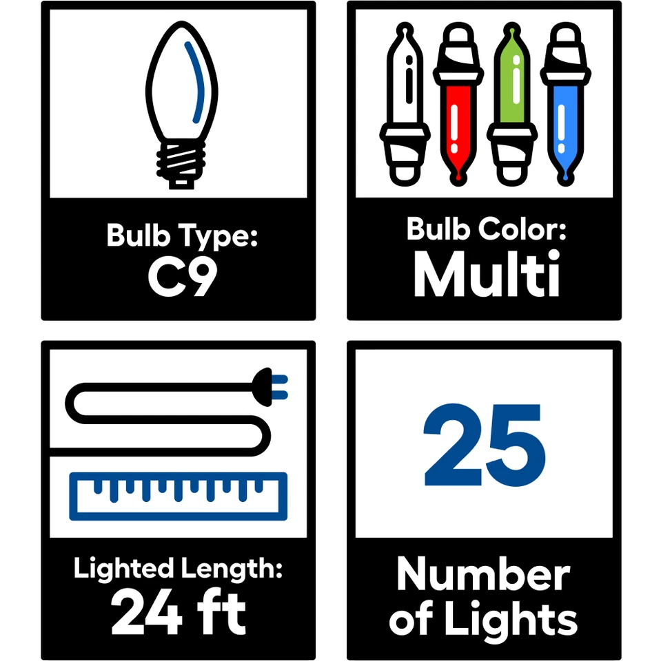 ¡NUEVO! Holiday Living - (2 juegos) luces C9 de cerámica multicolor de 25 quilates - ¡ENVÍO GRATUITO! Foto 4 de 4