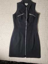 Ann Taylor LOFT Black Collared Zip Front Sleeveless Sheath Dress Size 8