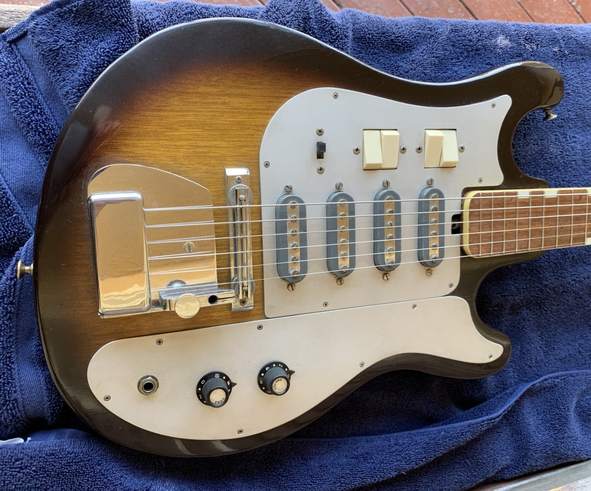 TEISCO WG-4L Circa 1960's Electric Guitar Sunburst 4 pickup combo