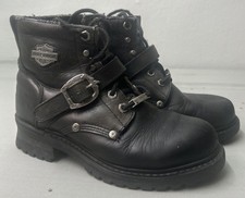 VTG Harley Davidson Lace Up Black Boots Women's Size 8 Style 81024 Biker Grunge