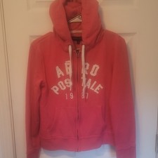 A ropostale Full Zip Hoodie Pink L Women  s Logo Long Sleeve Casual
