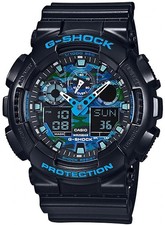 Casio G-SHOCK GA-100CB-1A Black  Blue Rubber Strap Men's Watch