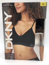 DKNY Women  s Seamless Wireless Bras 2 Pack Black Ivory Adjustable Small NWT