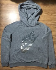 Nike High Neck Hoodie Sweatshirt Silver Print Logo L Pullover Vintage Red Tag