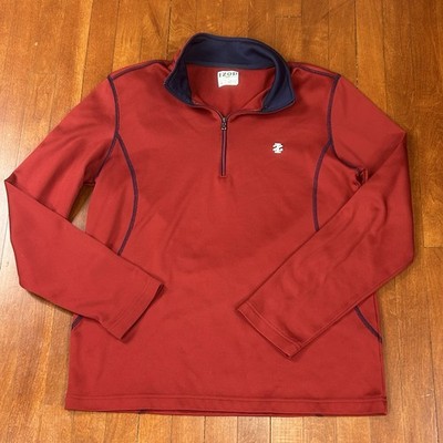 Izod Golf Mens Medium Red Long Sleeve Quarter Zip Pullover Logo Snag