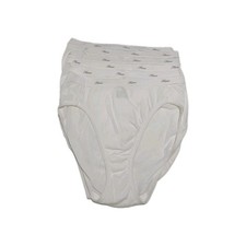 HANES 7/L SNOW WHITE Silky Smooth Cotton Hi Cut Brief Panties NEW