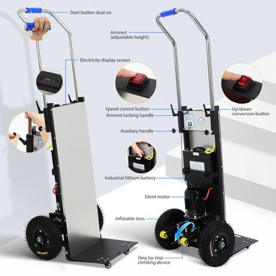 Electric Stair Climbing Hand Truck Dolly Powered Material Lift Stacker LiftTable