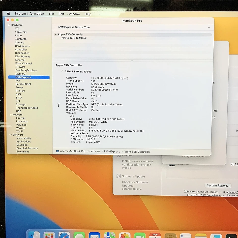 Apple MacBook Pro A1707 i7 7920HQ 3.1GHZ 15" 16GB 1TB OSX Ventura *BAD BATTERY - Image 3 of 4