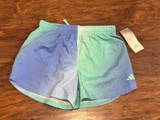 NWT Adidas Girls Regular Fit Gradient Shorts Blue/Green Size M 10/12 Polyester