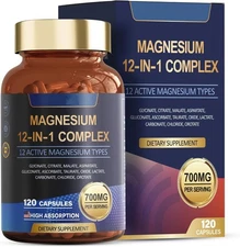 Magnesium 12 in 1 Complex 700mg Glycinate Citrate Malate Taurate Daily Support