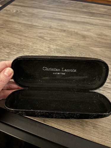 Christian Lacroix Lunettes Black Embossed   Glasses Case EUC