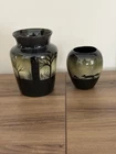 Pair of Vases  Fox Chasing Folk Art  Glazed Signed RARE Frog Point Studio GF, ND
