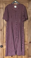 *SALE* Vtg Etam burgundy cream button down dress with waist ties, 16