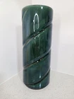 Vintage Hull 459 - USA Green Drip Glossy Glaze Swirl Indent Vase 11" High READ