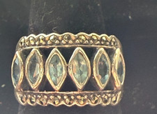 VINTAGE NF OR NP 925 STERLING SILVER RING SIZE 6 3/4 VERY LIGHT BLUISH GEMS