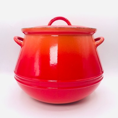 ヴィンテージ　DESCOWARE BELGIUM Flame Bean Pot Vintage Descoware Belgium LARGE Flame Orange Enamel Cast Iron Bean