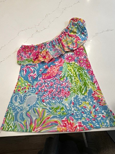 Lilly Pulitzer Lilli One-Shoulder Ruffle Floral Multicolor Tank Top Size S