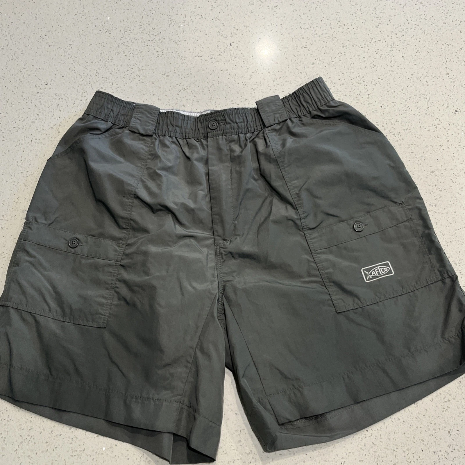 AFTCO Original Fishing Shorts Mens Gray Cargo Nylon 6" Size 40