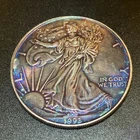 1993 Blueberry Toner 1oz Silver Eagle Beautiful Both Sides Unbelievable Colors