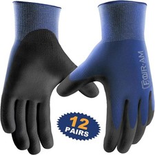 Image of 12 Pairs PU Coated Work Gloves Ultra-Thin Grip Safety Gloves Knit Cuff