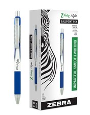 Zebra Z-Grip Flight Ballpoint Pens 1.2mm Blue 12-Pack Retractable Bold Point