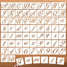 1.5 Inch Letter Symbol Stencils for Painting on Wood, 65 Pcs Alphabet Drawing Te