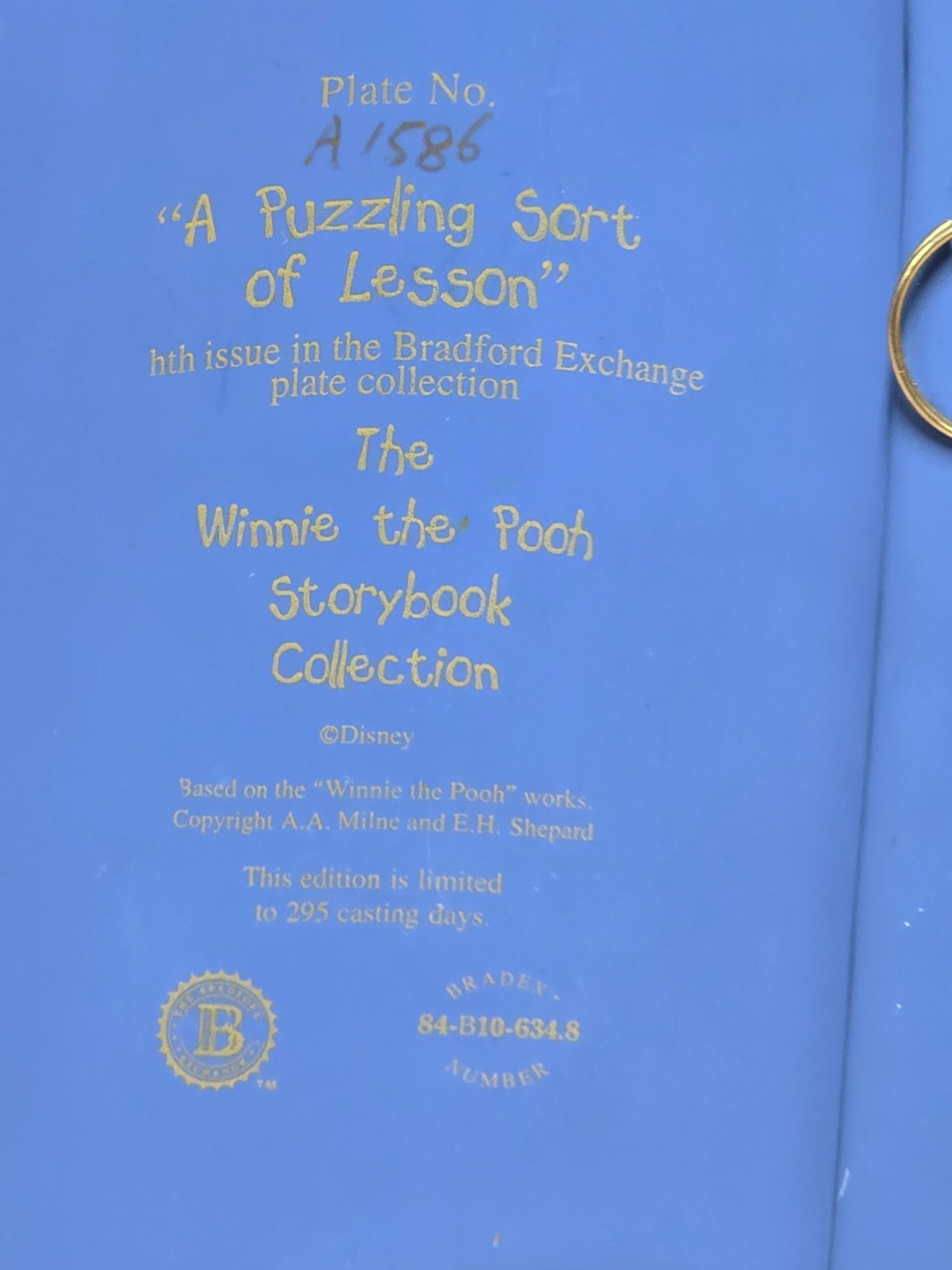 Set of 5 Winnie the Pooh Numbered Bradford Exchange "Book"  Wall Hangers