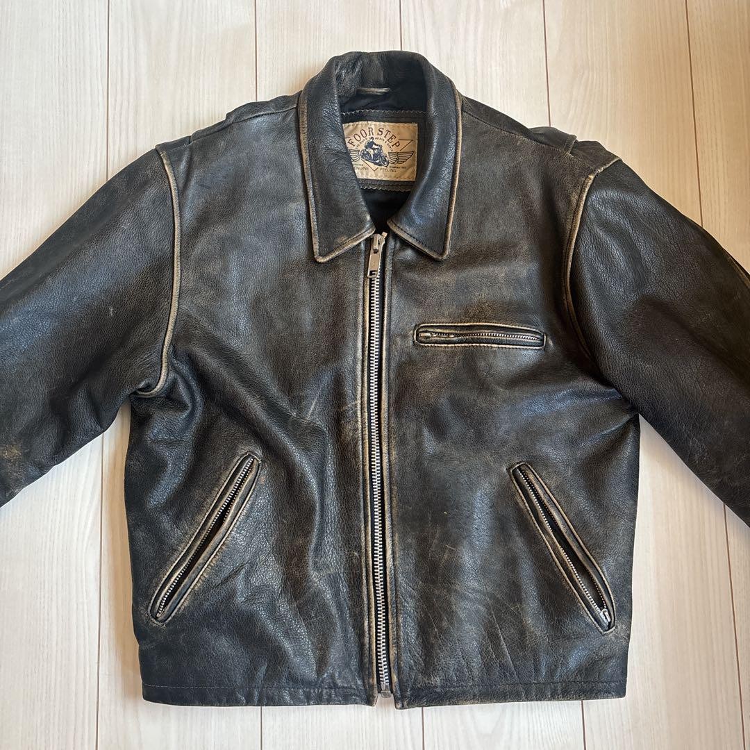 Vintage Cowhide Leather Jacket for Men - Distressed M Size Biker Style