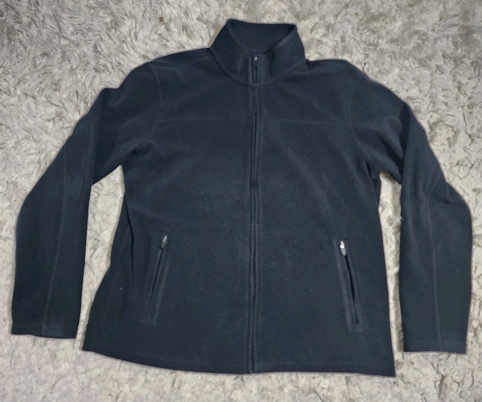 LL Bean Jacket Mens Large Black Full Zip Adult Outdoor Fleece Traditonal Fit T17
