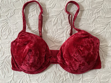 Vtg 90's Victoria Secret bra 36C red velvet underwired push up pad