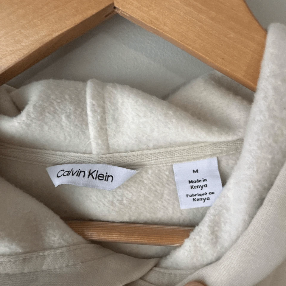 Calvin Klein hoodie men’s medium cream color athletic preppy comfy - Image 3 of 4
