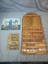Vintage Hand Made Hand Wooden Perpetual Calendar Wall Hanging Customizable NO 28