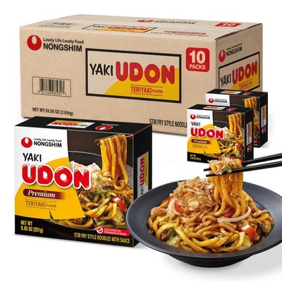 Nongshim Yaki Udon Teriyaki Flavor, Stir Fry Style Japanese Noodles with Sauc...