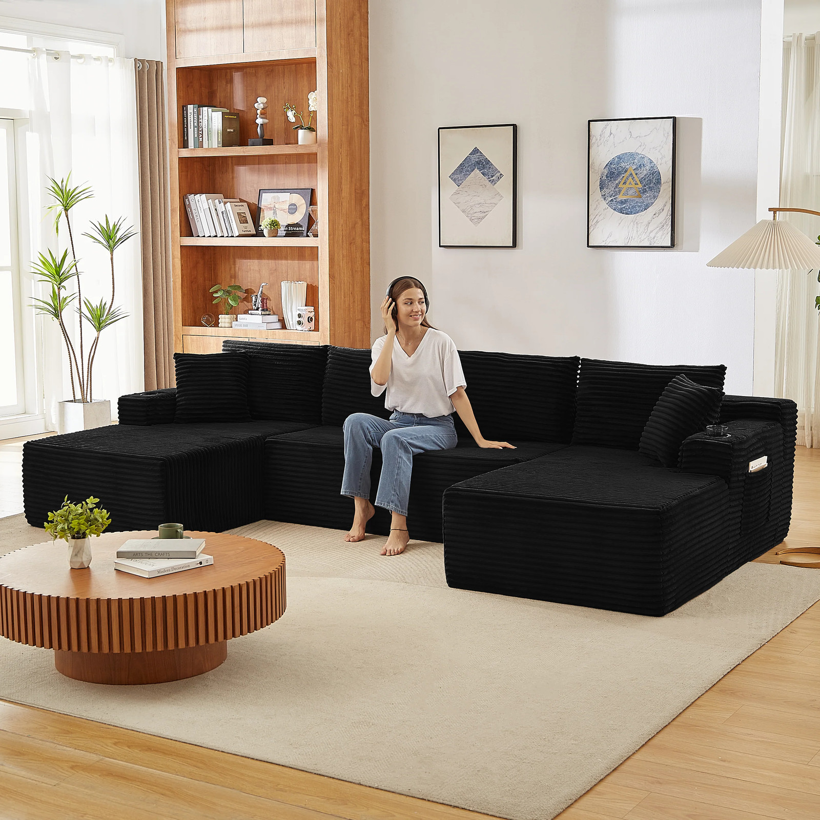 Chenille U-Shaped Sectional Sofa: Luxury Cloud Couch Living Room