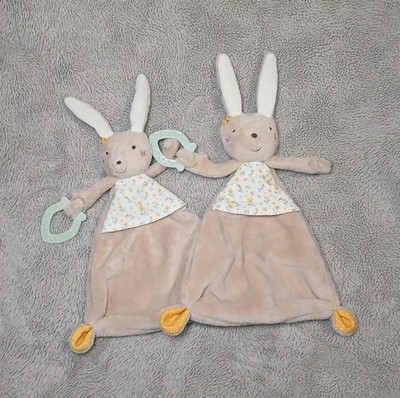 2 x Topomini HASE Mädchen beige gelb grün Blumen Schmusetuch Ernstings Family 