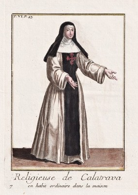 Calatrava Orden order nun Nonne costume Tracht engraving 1790