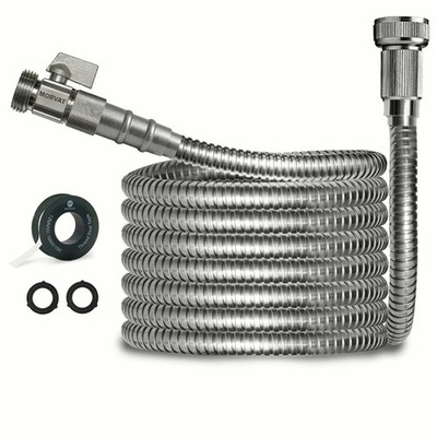 Morvat 1/2'' x 10 Foot Premium Stainless Steel Garden Hose with ON/OFF Valve