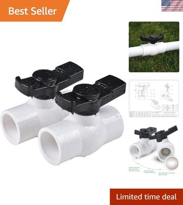 1-1/2'' PVC Ball Valve 2-Pack, Shut-Off Valve with Easy to Rotate and Excellen...