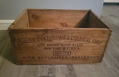 Vtg American Cyanamid CO. Explosives-Dangerous Crate Box Wood