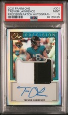 2021 PANINI ONE PRECISION PATCH AUTO #301 TREVOR LAWRENCE ROOKIE RC 3/30 PSA 9