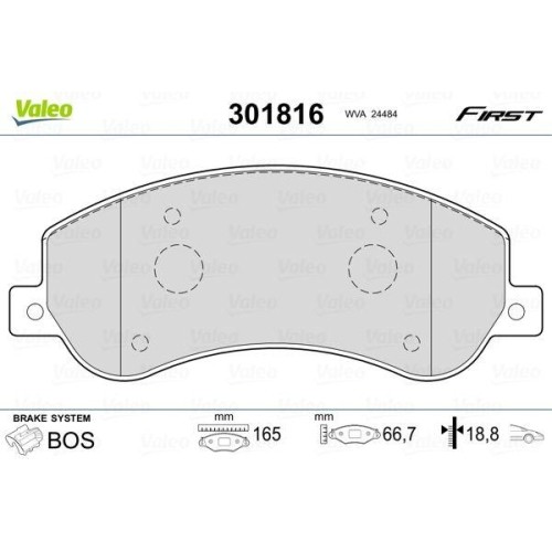 Plaquettes de frein Valeo 301816 First pour citadines Ford