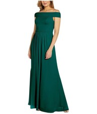 Adrianna Papell Womens Chiffon Gown Dress, darkgreen, 14