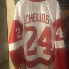 Chris Chelios Signed Custom Jersey.  Detroit Red Wings Beckett