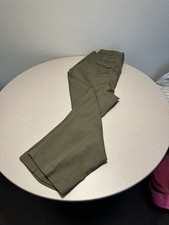 Yves Saint Laurent Dress Pants Mens 36x29 Green Wool Pleated Cuffed Formal