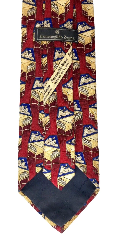 Corbata para el cuello Ermenegildo Zegna para hombre hecha en Italia seda roja pianos de cola música musical Foto 3 de 4