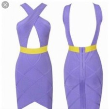Celeb Boutique House Of CB M lilac Bodycon Bandage Dress Micro Cut Out 00s y2k