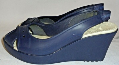 ladies navy blue wedge sandals