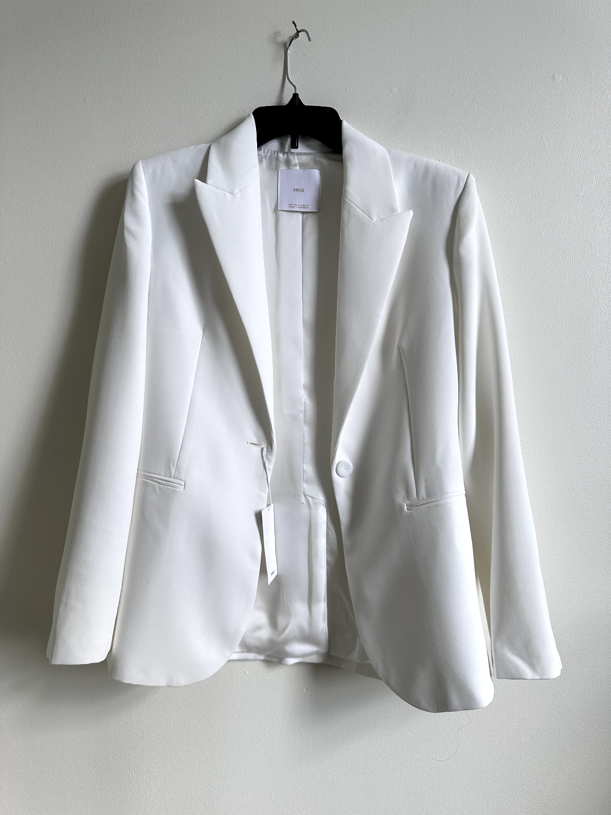 MANGO  Women's Straight-Fit Suit Jacket size S in Ecru image 9