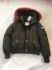 Kenzo Khaki Removable red Fur Short Duck Down Parka. Size L - Approx 14/16